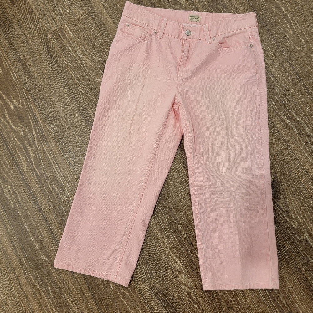 L.L.‎ Bean Pastel Pink Cropped Relaxed Fit Jeans size 10